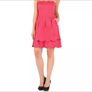 Ted Baker Hot Pink Scalp Strapless Tiered Dress Size 1